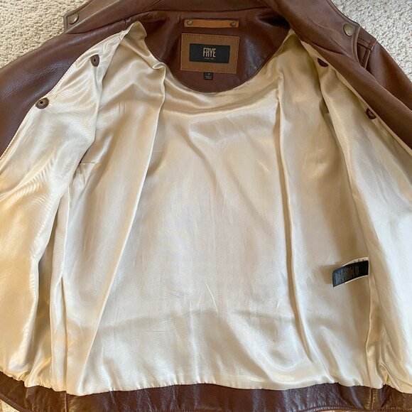 Frye Mens Leather Moto Jacket "Corey" Size Small, Dark Brown, Like New - Picture 6 of 11